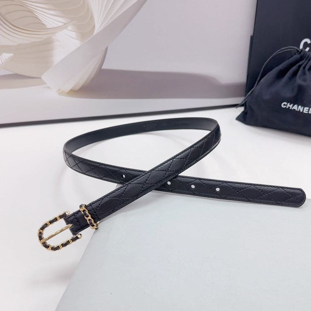 CHANEL BELT 20 MM IN BLACK CALFSKIN GOLD HARDWARE