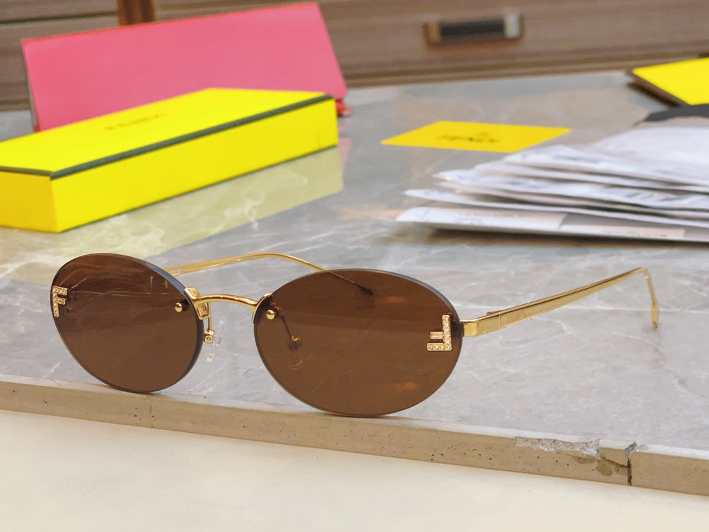 FENDI FIRST CRYSTAL OVAL FRAME SUNGLASSES FE4075US IN METAL