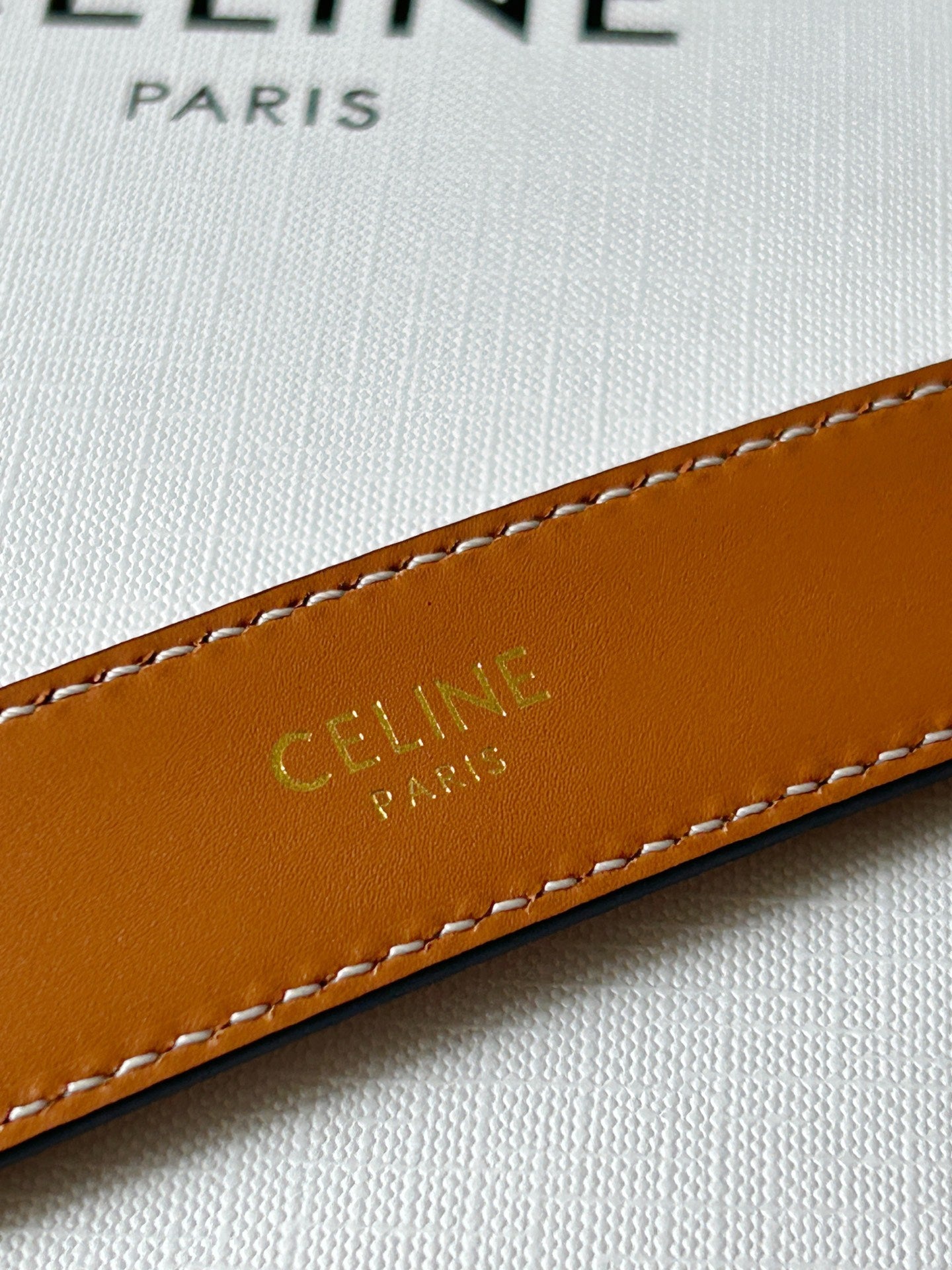 CELINE TRIOMPHE BELT 24MM IN BROWN CALFSKIN WITH LEATHER BUCKLE