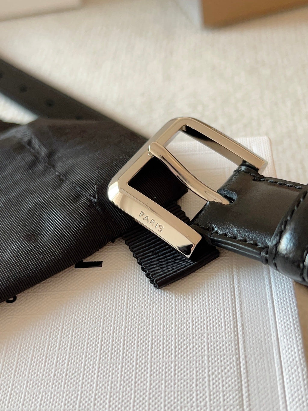 CELINE 25S BELT 25MM IN BLACK CALFSKIN SILVER HARDWARE 561795