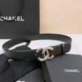 CHANEL DOUBLE C BELT 40MM IN BLACK CALFSKIN SILVER BUCKLE EMBOSSED WHITE LOGO