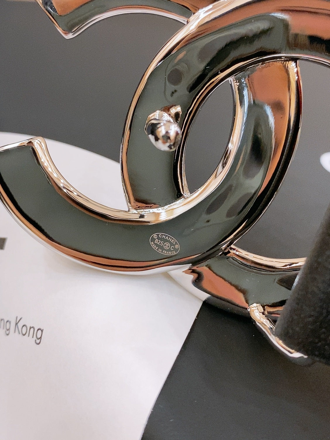 CHANEL DOUBLE C BELT 40MM IN BLACK CALFSKIN SILVER BUCKLE EMBOSSED WHITE LOGO