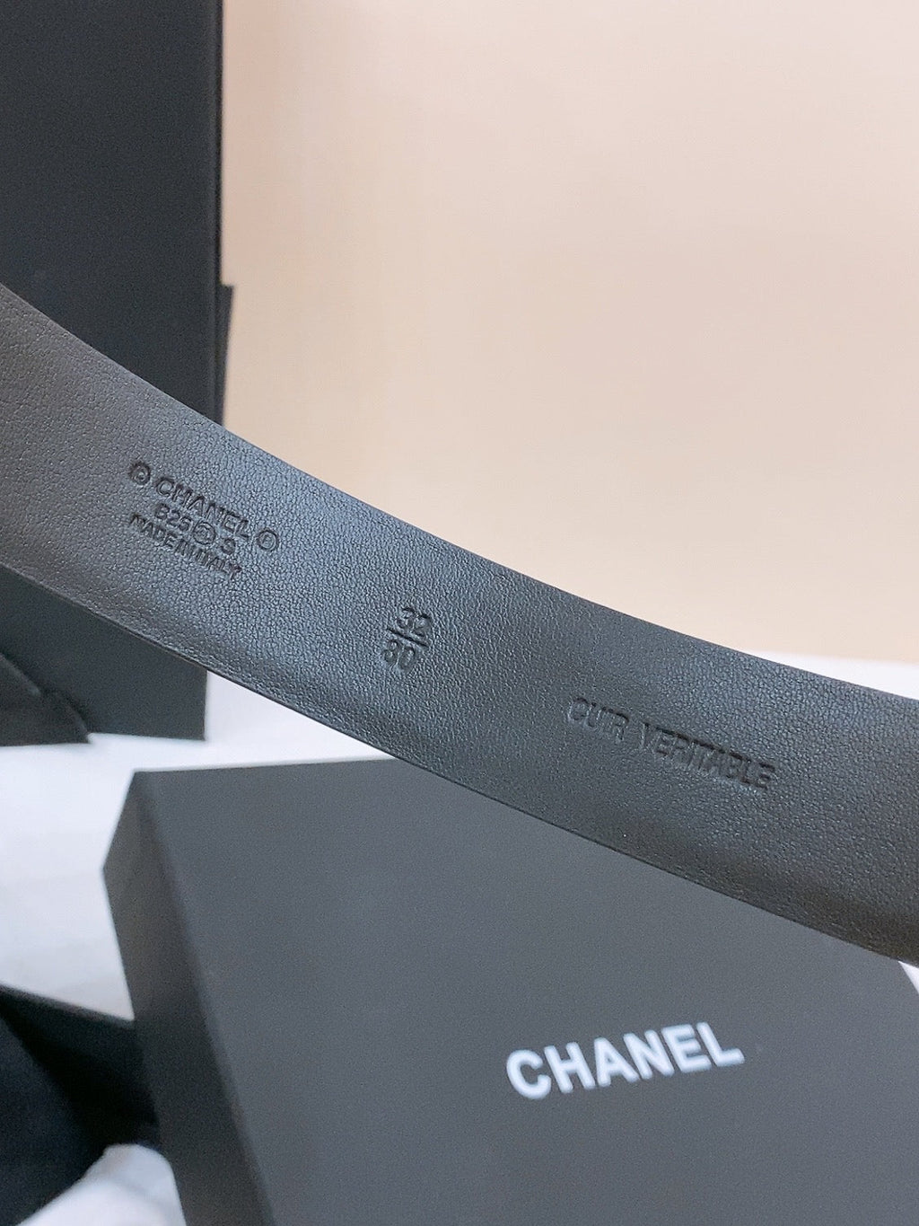 CHANEL DOUBLE C BELT 30MM IN BLACK CALFSKIN GOLD BUCKLE EMBOSSED LOGO