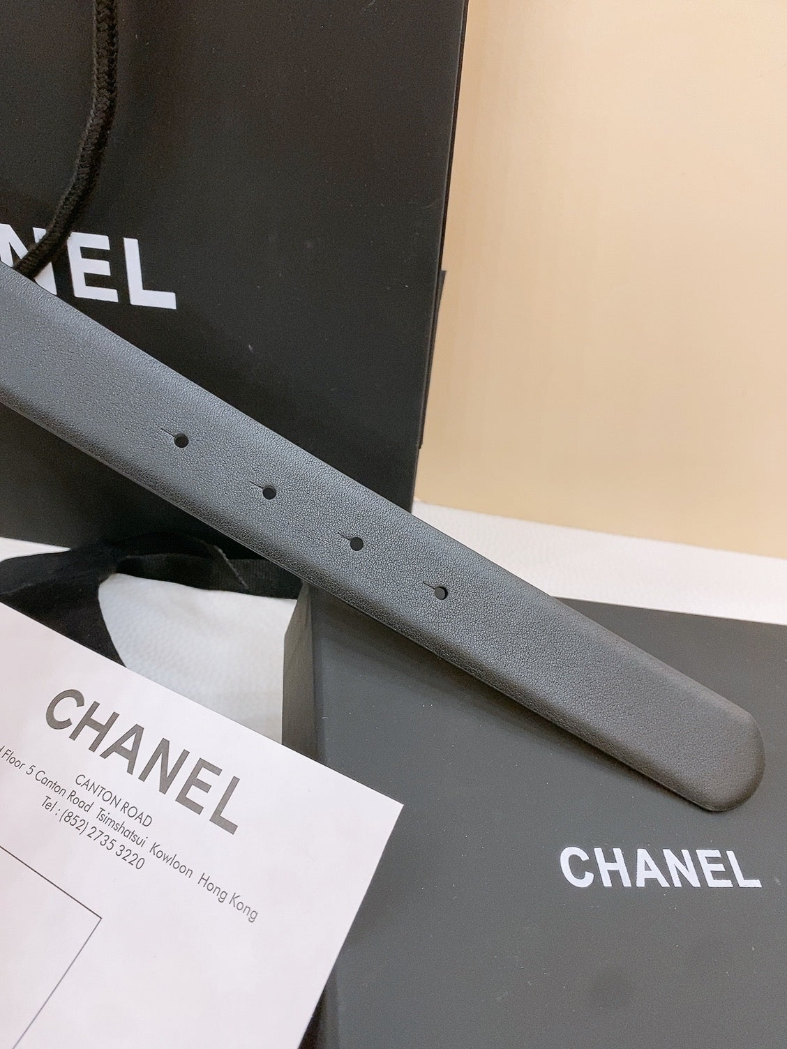 CHANEL DOUBLE C BELT 30MM IN BLACK CALFSKIN GOLD BUCKLE EMBOSSED LOGO