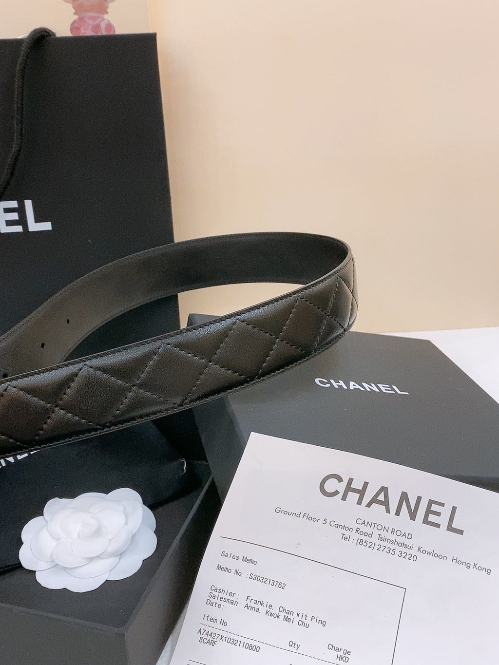 CHANEL DOUBLE C BELT 40MM IN BLACK QUILTED LAMBSKIN SILVER RESIN BUCKLE