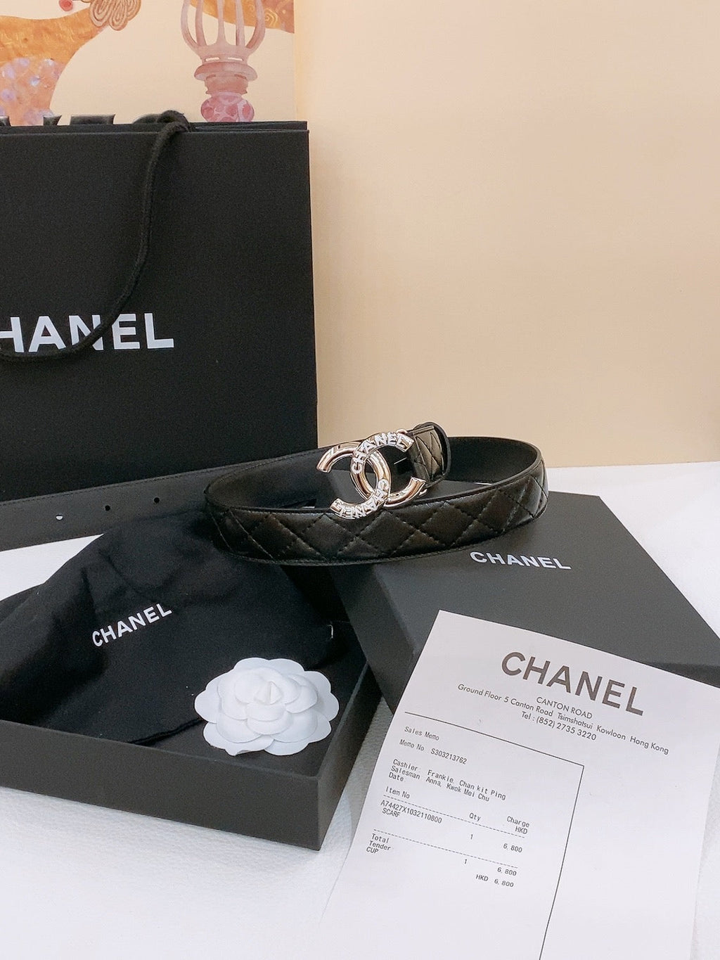 CHANEL DOUBLE C BELT 30MM IN BLACK QUILTED LAMBSKIN WITH SILVER RESIN BUCKLE EMBOSSED LOGO