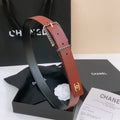 CHANEL BELT 30MM IN BLACK AND RED CALFSKIN WITH INTERWOVEN GOLD CHAIN BUCKLE