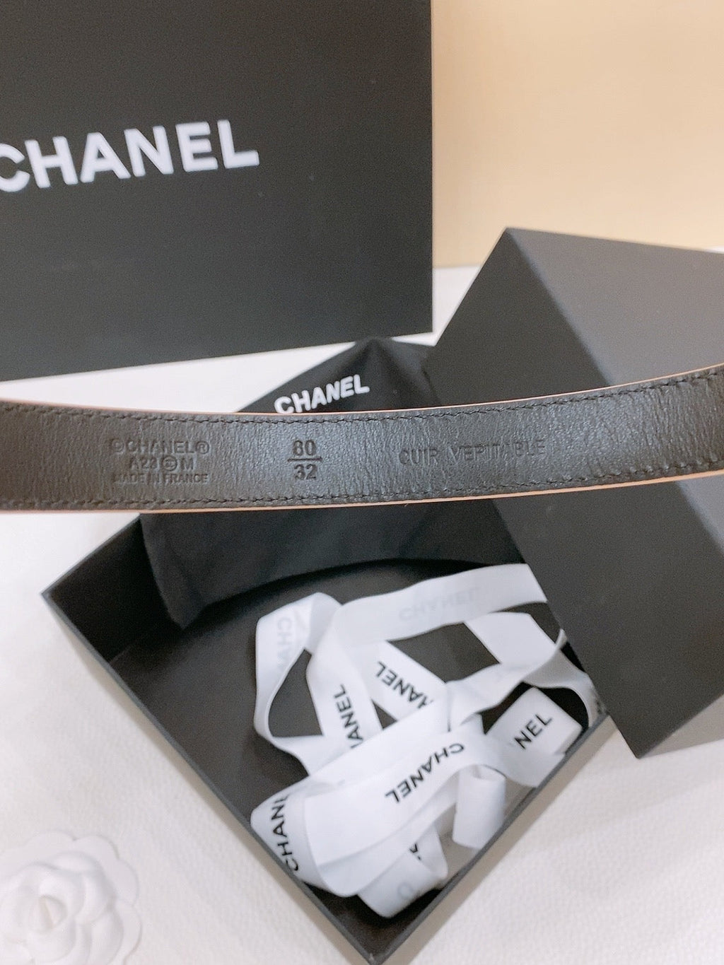 CHANEL DOUBLE C BELT 20MM IN SAVANNA BROWN CALFSKIN WITH QUILTED STITCHING SPIRAL GOLD BUCKLE