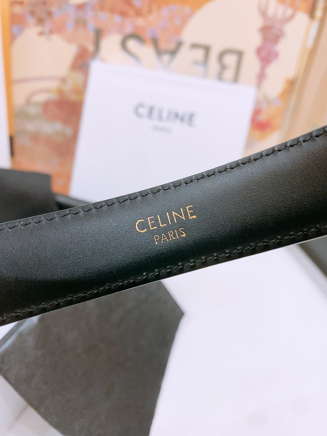 CELINE 25S BELT 25MM WITH ARC DE TRIOMPHE BUCKLE IN SILVER 571498