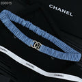 CHANEL 25P IN BLUE DENIM COLOR ELASTIC WAIST BELT