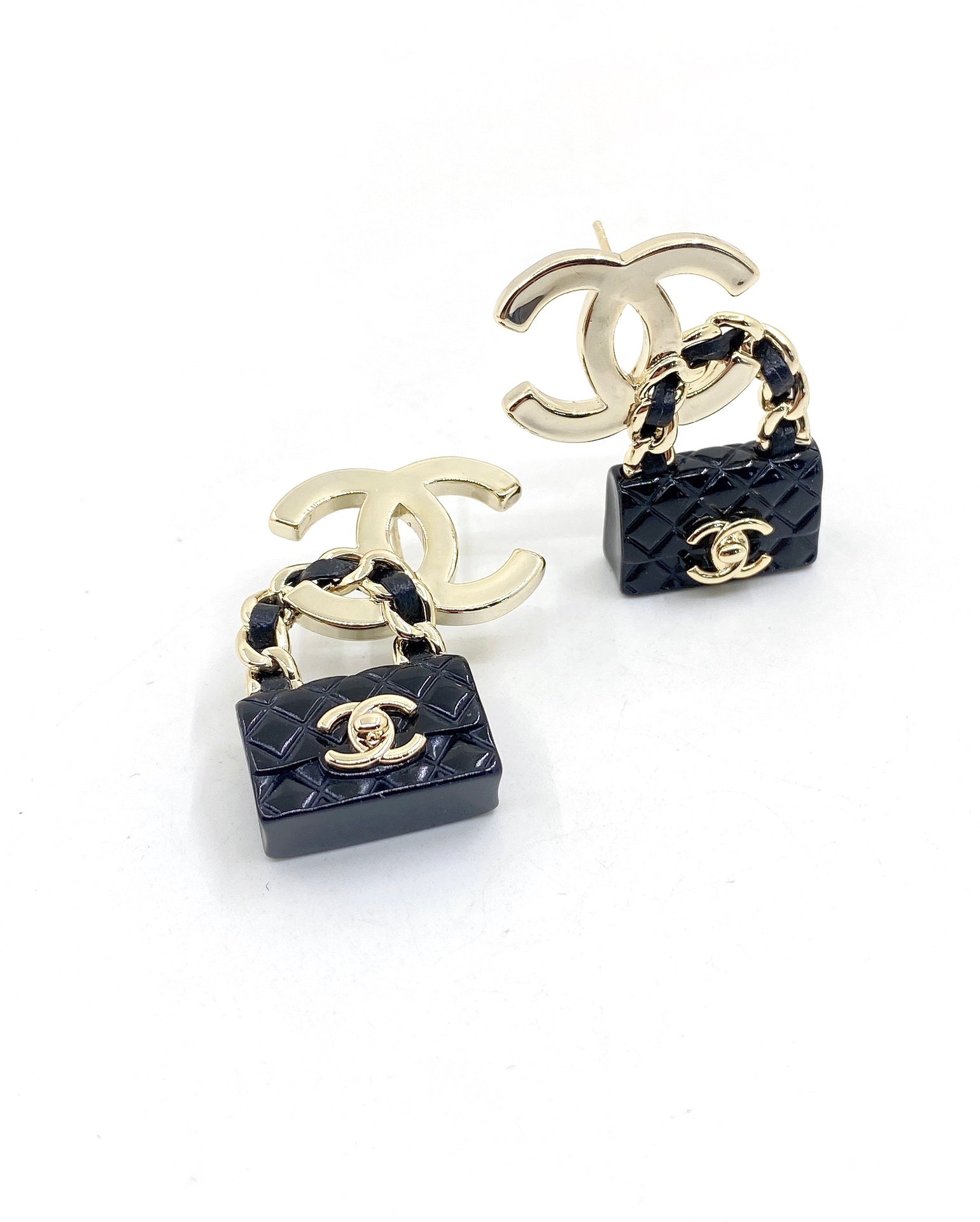 18K  Chanel Bag Drop Earrings